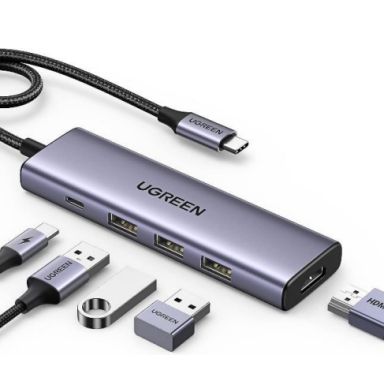 Ugreen 15596 laptop dock/port replicator Wired USB 3.2 Gen 1 (3.1 Gen 1) Type-A + Type-C Aluminium