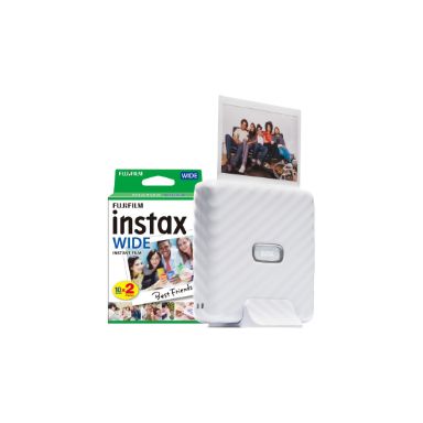 Fujifilm Instax Link Wide Printer with 20 Shot Pack - Ash White