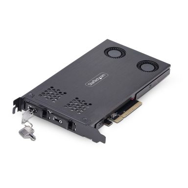 StarTech.com Dual-Bay M.2 NVMe SSD to PCIe x8 Removable Mobile Rack; Bifurcation Required; Tool-less