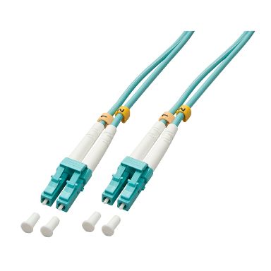 Lindy 200m OM3 LC Duplex fibre optic cable Turquoise
