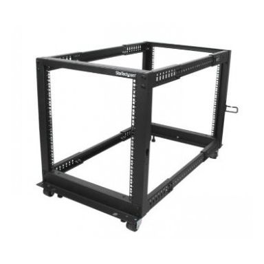 StarTech.com 12U Adjustable Depth Open Frame 4 Post Server Rack w/ Casters / Levelers and Cable Management Hooks