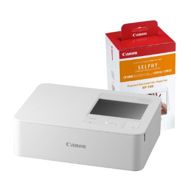 Canon SELPHY CP1500 Wireless Photo Printer inc RP-108 Ink Paper Set - White