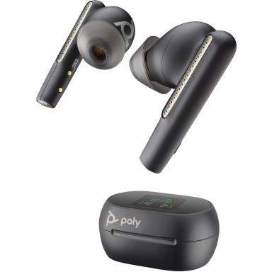 POLY Voyager Free 60+ UC Carbon Black Earbuds +BT700 USB-A Adapter +Touchscreen Charge Case