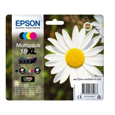 Epson C13T18164012 (18XL) Ink cartridge multi pack, 470pg + 3x450pg, 1x 12ml + 3x 7ml, Pack qty 4