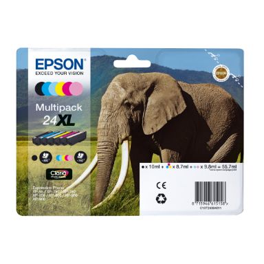 Epson C13T24384011 (24XL) Ink cartridge multi pack, 740 pages, 500pg + 5x740 pg, 1x10ml + 3x9ml + 2x10ml, Pack qty 6