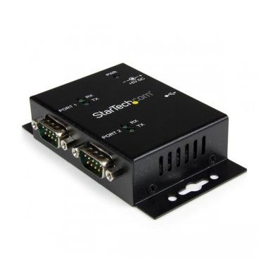 StarTech.com 2 Port Industrial Wall Mountable USB to Serial Adapter Hub with DIN Rail Clips