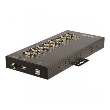StarTech.com 8 Port Serial Hub USB to RS232/RS485/RS422 Adapter - Industrial USB 2.0 to DB9 Serial Converter Hub - IP30 Rated - Din Rail Mountable Metal Serial Hub - 15kV ESD Protection
