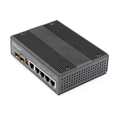 StarTech.com Industrial 5 Port Gigabit Ethernet Switch - 4 PoE RJ45 +2 SFP Slots 30W PoE+ 12-48VDC 1