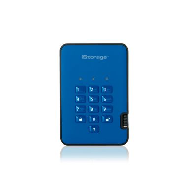 iStorage diskAshur2 256-bit 4TB USB 3.1 secure encrypted solid-state drive - Blue IS-DA2-256-SSD-400