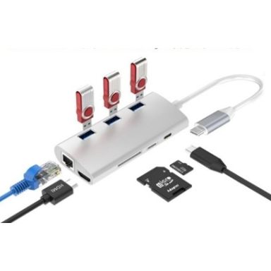 JLC Type C 8 Port Adapter - Silver
