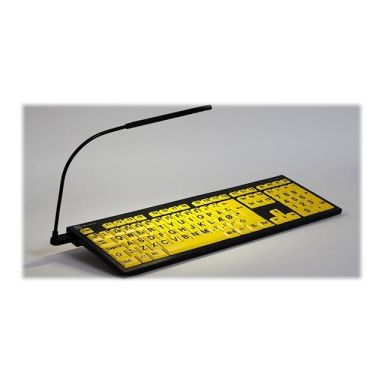LogicKeyboard XL Print - Black on Yellow Bluetooth Mini Keyboard