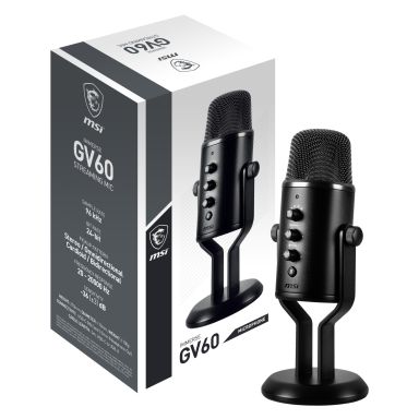 MSI IMMERSE GV60 STREAMING MIC 'USB Type-C Interface and 3.5mm Aux, For Professional applications with Intuituve control in 4 modes: Stereo, Omnidirectional, Cardioid and Bidirectional'