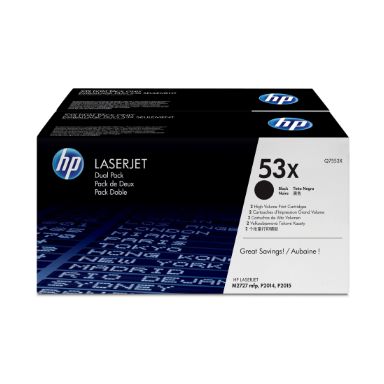 HP Q7553XD/53XD Toner cartridge black twin pack, 2x7K pages ISO/IEC 19752 Pack=2 for HP LaserJet P 2