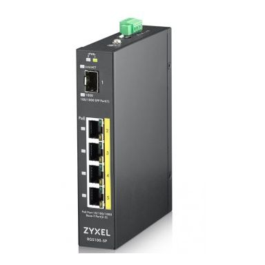 Zyxel RGS100-5P Unmanaged L2 Gigabit Ethernet (10/100/1000) Black Power over Ethernet (PoE)