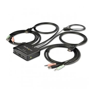 StarTech.com 2-Port HDMI KVM Switch with Built-In Cables - USB 4K 60Hz