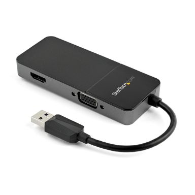 StarTech.com USB 3.0 to HDMI and VGA Adapter - 4K/1080p USB Type-A Dual Monitor Multiport Adapter Converter - External Video Graphics Card for Multiple Screens - Multi Display USB Adapter