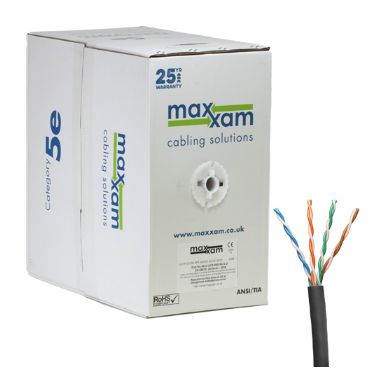 Cablenet Cat5e Black U/UTP LSOH 24AWG Solid CPR Dca Cable 305m Reelex Box