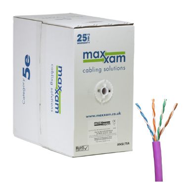 Cablenet Cat5e Violet U/UTP LSOH 24AWG Solid CPR Cca Cable 305m Reelex