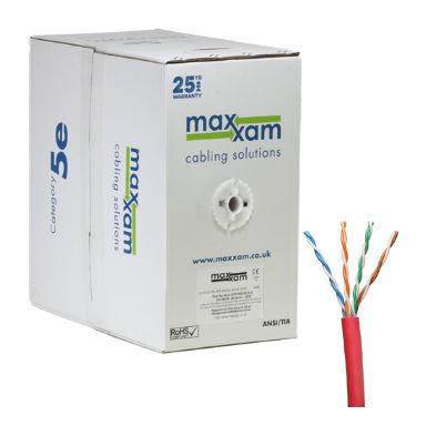 Cablenet Cat5e Red U/UTP LSOH 24AWG Solid CPR Dca Cable 305m Reelex Box