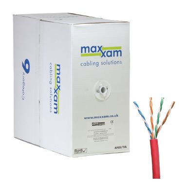 Cablenet Cat6 Red U/UTP LSOH 23AWG Solid CPR Dca Cable 305m Reelex Box