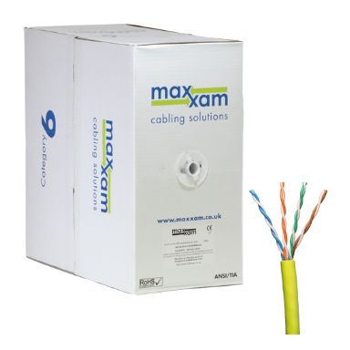 Cablenet Cat6 Yellow U/UTP LSOH 23AWG Solid CPR Dca Cable 305m Reelex Box