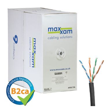 Cablenet Cat6 Black U/UTP LSOH 24AWG Solid CPR B2ca Cable 305m Reel in Box
