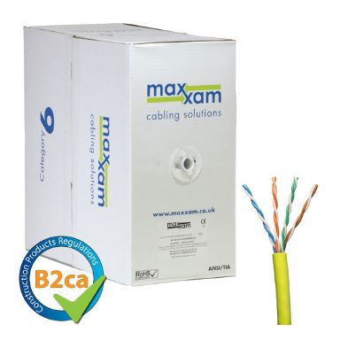 Cablenet Cat6 Yellow U/UTP LSOH 24AWG Solid CPR B2ca Cable 305m Reel in Box