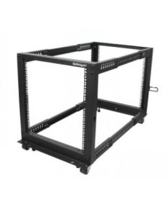 StarTech.com 12U Adjustable Depth Open Frame 4 Post Server Rack w/ Casters / Levelers and Cable Management Hooks