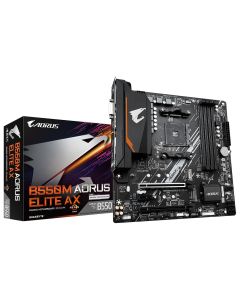 GIGABYTE B550M AORUS ELITE AX Motherboard - Supports AMD Ryzen 5000 CPUs, 5+3 Phases Pure Digital VRM, up to 4733MHz DDR5 (OC), 1xPCIe 4.0 M.2, Wi-Fi 6E, GbE LAN, USB 3.2 Gen 2