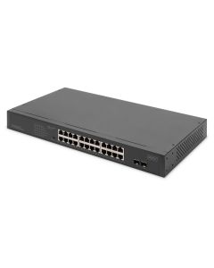 Digitus 24-Port Gigabit Netzwerkswitch, 19 Zoll, unmanaged,2 Uplink Ports, SFP