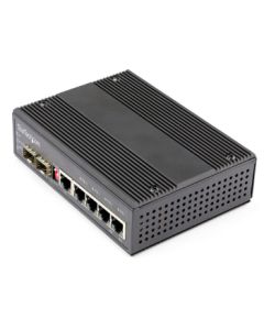 StarTech.com Industrial 5 Port Gigabit Ethernet Switch - 4 PoE RJ45 +2 SFP Slots 30W PoE+ 12-48VDC 1