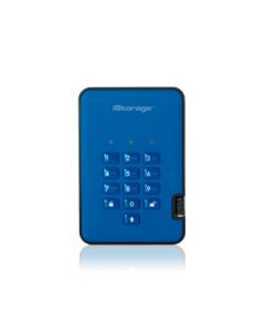 iStorage diskAshur2 256-bit 256GB USB 3.1 secure encrypted solid-state drive - Blue IS-DA2-256-SSD-2
