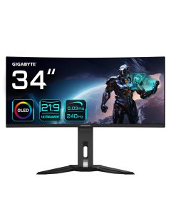 GIGABYTE MO34WQC2 34" OLED WQHD Curved Gaming Monitor - 3440 x 1440, 240Hz, 0.03ms, KVM, 250 cd/m²,