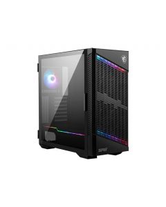 MSI MPG VELOX 100P AIRFLOW Mid Tower Gaming Computer Case 'Black, 3x 120mm Fan + 1x 120mm ARGB Fan, ARGB light strip, USB Type-C, 1x Tempered Glass, Center, E-ATX, ATX, mATX, mini-ITX'