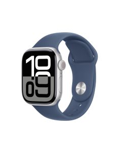 Apple Watch Series 10 GPS 42mm Silver Aluminium Case with Denim Sport Band - S/M