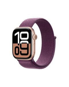 Apple Watch Series 10 GPS 42mm Rose Gold Aluminium Case with Plum Sport Loop