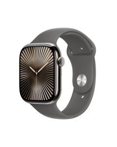 Apple Watch Series 10 GPS + Cellular 46mm Natural Titanium Case with Stone Grey Sport Band - M/L