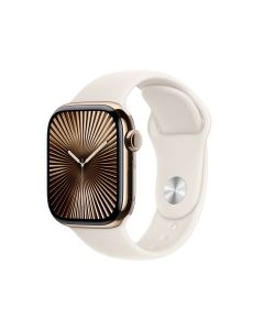 Apple Watch Series 10 GPS + Cellular 42mm Gold Titanium Case with Starlight Sport Band - S/M