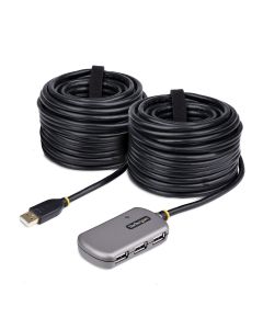 StarTech.com USB Extender Hub, 24m USB 2.0 Extension Cable with 4-Port USB-A Hub, Active/Bus Powered USB Repeater Cable, Optional 10W Power Supply Included, ESD Protection